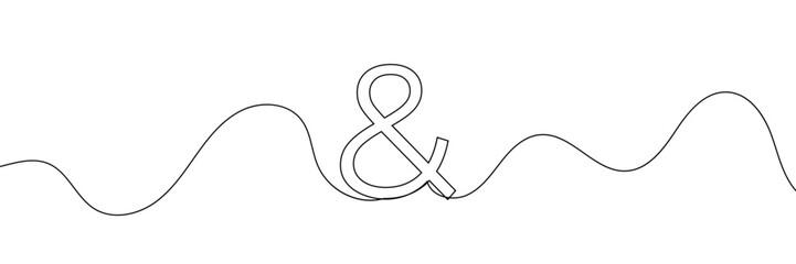 Aufkleber - A single line drawing of ampersand symbol. Continuous one line drawing and sign icon. One line icon. Vector illustration