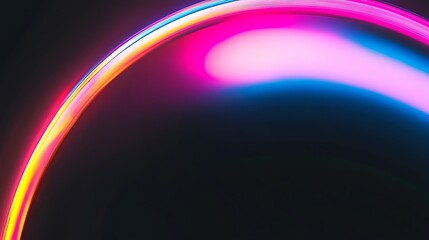 Wall Mural - abstract curved neon light streaks against a dark background