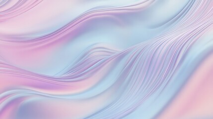 Wall Mural - flowing pastel waves of pink and blue with subtle iridescent sheen