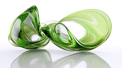 Wall Mural - abstract green glass sculpture with reflective surface and smooth curves