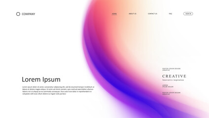 Fototapete - Abstract wave futuristic design of landing page. retro gradient mesh website design	
