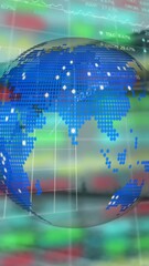 Poster - Animation of globe over financial graphs and data