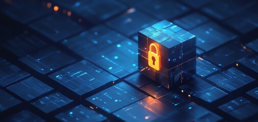 A secure digital lock on a data cube.