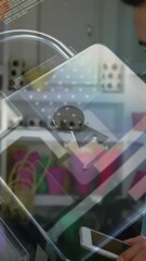 Poster - Animation of network security padlock over people using payment terminal