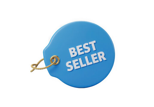 Blue best seller tag design isolated on transparent background