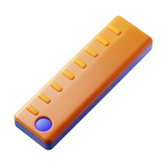 Aufkleber - A stylized 3d render of a bright orange ruler with blue accents and a circular hole at one end isolated on transparent background