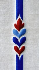 Poster - Red and Blue Glitter Floral Pattern on Gray Textured Background