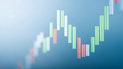 Poster - Financial market analysis with a close-up view of a candlestick chart displaying upward trends and fluctuations, illustrating investment opportunities and market dynamics