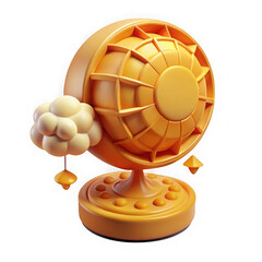 Aufkleber - Stylized 3d render of an orange globe with a cloud and a directional arrow isolated on transparent background