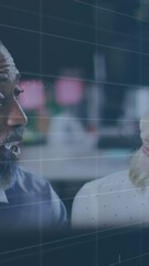 Poster - Animation of data processing over diverse business people in office