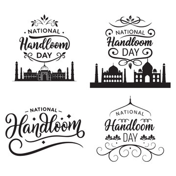 National Handloom Day Typography Text Set Vector Design.