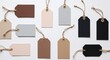 © warsilan - Assorted blank tags in various colors arranged neatly on a clean white background
