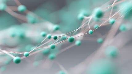 Poster - Abstract representation of interconnected teal particles showcasing molecular structure in a scientific context