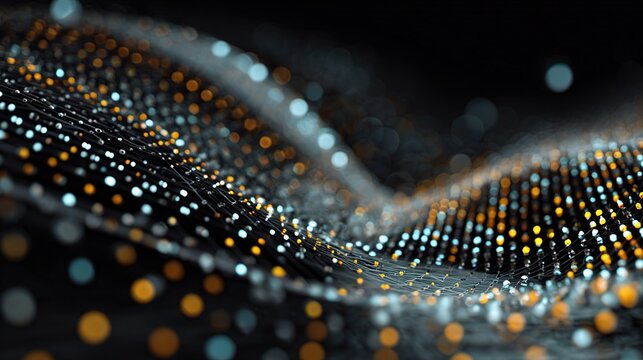 Abstract Technology Background with Colorful Dots and Waves