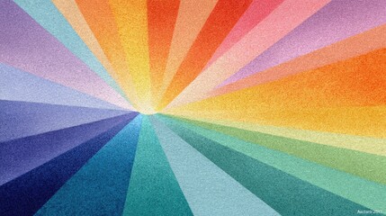 Poster - Retro Pastel Rainbow Sunburst Background