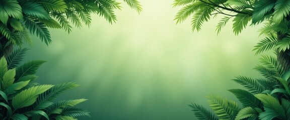 Banner with lush tropical leaves and tree branches