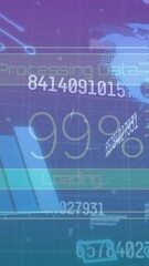 Poster - Animation of financial data processing with graph, globe on digital interface