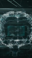 Poster - Animation of brain over globe and digital screens on black background