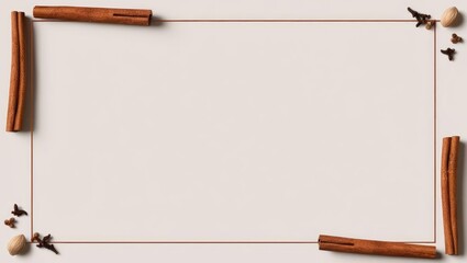 cozy spice frame: cinnamon, clove, and nutmeg bordering a blank space for text or design