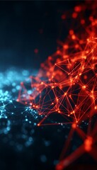Poster - Futuristic Abstract Polygonal Illustration with Red Grid and Lines for Deep Space Technology Designs