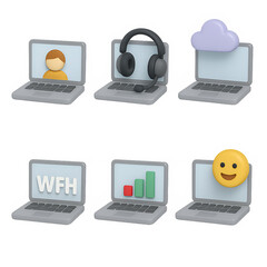 Fototapete - 3D Isometric UI UX Laptop Icon Set  High-Quality Transparent Background Assets for Modern Web and App Design