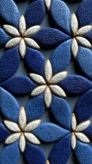 Poster - Seamless Interlocking Blue and Silver Circles Pattern