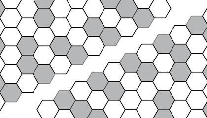 Wall Mural - hexagonal gray and white tiles form a modern, geometric mosaic wall pattern.