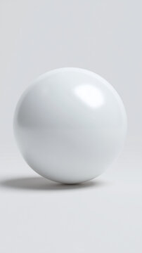 3D rendering of a white ball with slight satin finish, crisp lighting, minimal shadow, pure white background