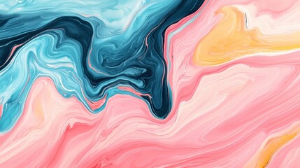 Poster - Abstract marble swirl of pink, blue, and peach colors