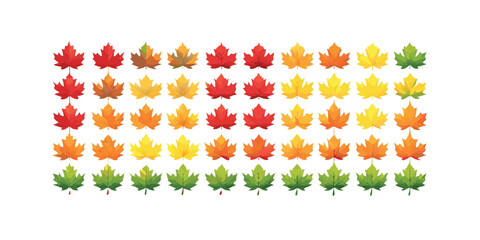 Aufkleber - Extensive collection of maple leaf icons featuring diverse styles and color variations perfect for autumn themed designs nature illustrations and representing Canadian symbols in a
