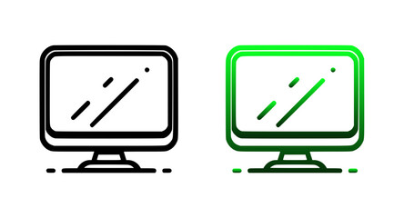 Poster - Computer monitor outline icon in black and green color variations  