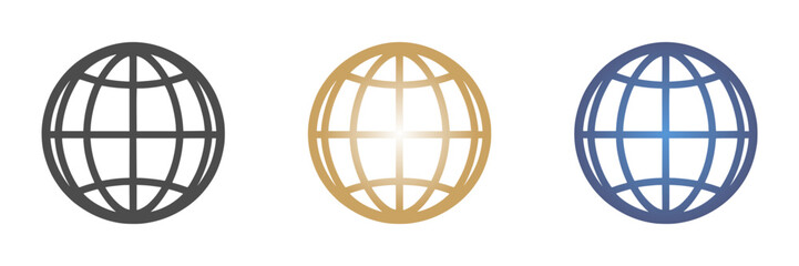 Poster - Contour icon of globe design in three different colors  