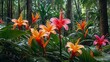 © MOHAMMOD - A vibrant display of tropical flowers with lush green foliage in a dense jungle setting outdoors