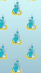 Poster - Animation of chemical beakers icons on blue background