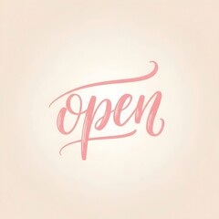 Aufkleber - Open hand lettering sign in pink on a light background. Calligraphy design for business opening and shop promotion concept.