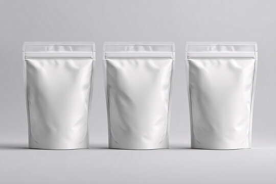 Blank White Stand-Up Pouches Packaging Mockup