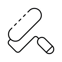 Poster - Line drawing of a paint roller with a handle angled upwards