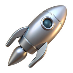 Poster - Silver 3D Rocket Icon