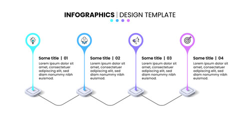 Poster - Infographic template. 4 pointers with icons and text