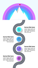 Poster - Infographic template. Mountain with vertical path and 4 steps
