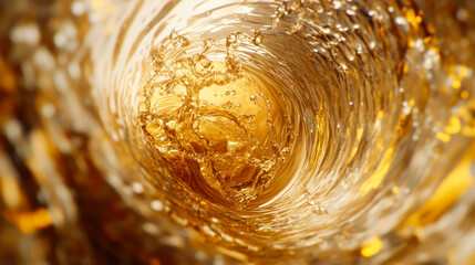 Aufkleber - Golden liquid swirls in a dynamic motion creating mesmerizing patterns and reflections
