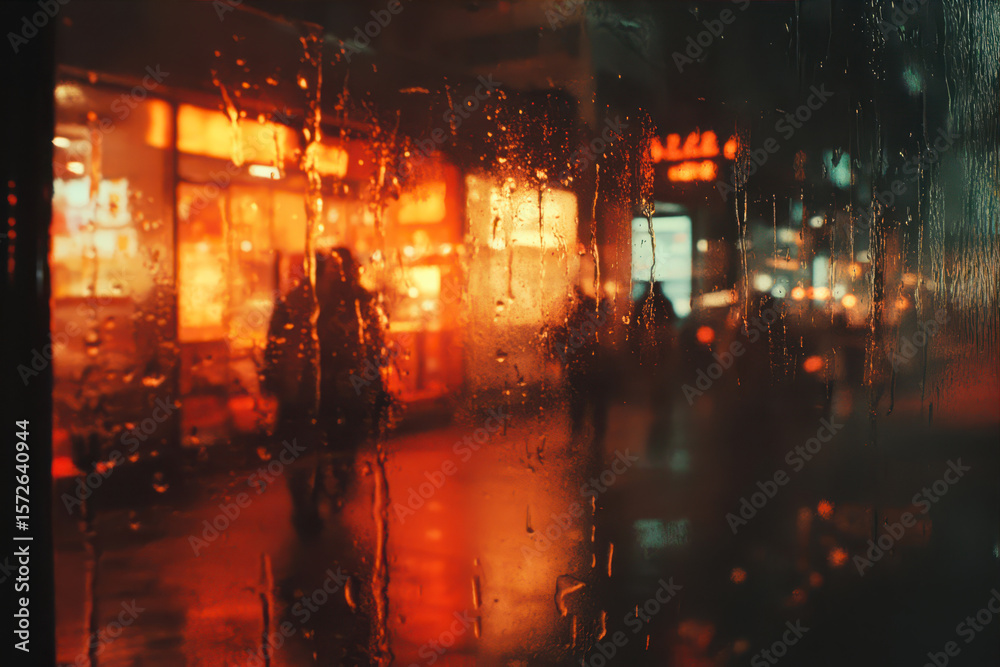 City streets illuminated in the rain at night Stock Photo | Adobe Stock
