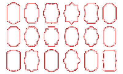 Aufkleber - Set of red frames. Isolated on white background. Vector illustration.