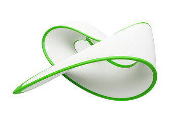 Poster - A white mobius strip with green edges twists and turns on a transparent background