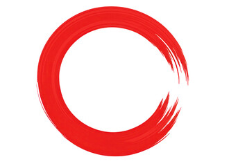 Poster - A red brush stroke forms an incomplete circle, creating an abstract artistic design on white isolated on transparent background