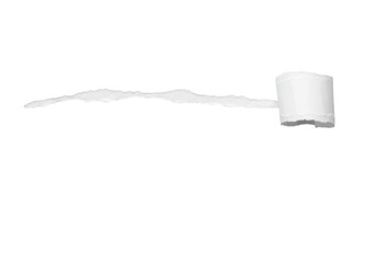 Poster - A single white paper strip with a torn edge is curled on the right side isolated on transparent background