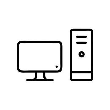 Desktop Computer Icon Line Art Minimal Technology Device Symbol