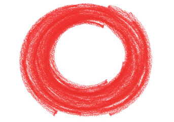 Poster - A textured red circle, created with crayon, provides a raw and expressive graphic element isolated on transparent background