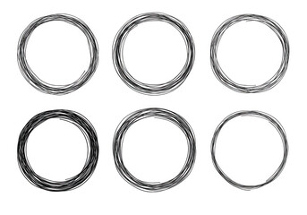Poster - A set of six handdrawn scribble circles creates a rough and artistic frame design isolated on transparent background
