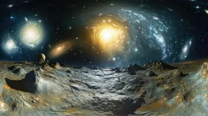 Wall Mural - desert landscape at night with galaxy above.